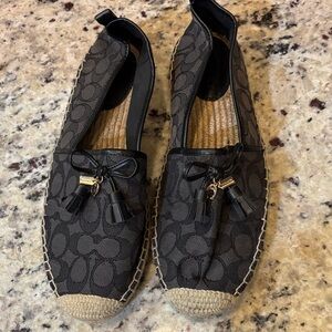 Coach Carson Black Espadrilles with Tassel Detail size 11